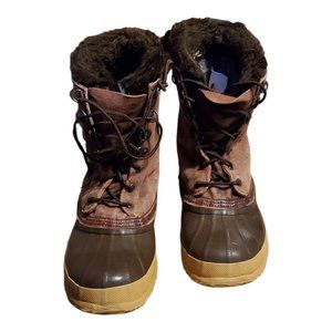 Eddie Bauer Sorel Brown Ridgeline Leather Winter Snow Duck Boots Womens Size 10